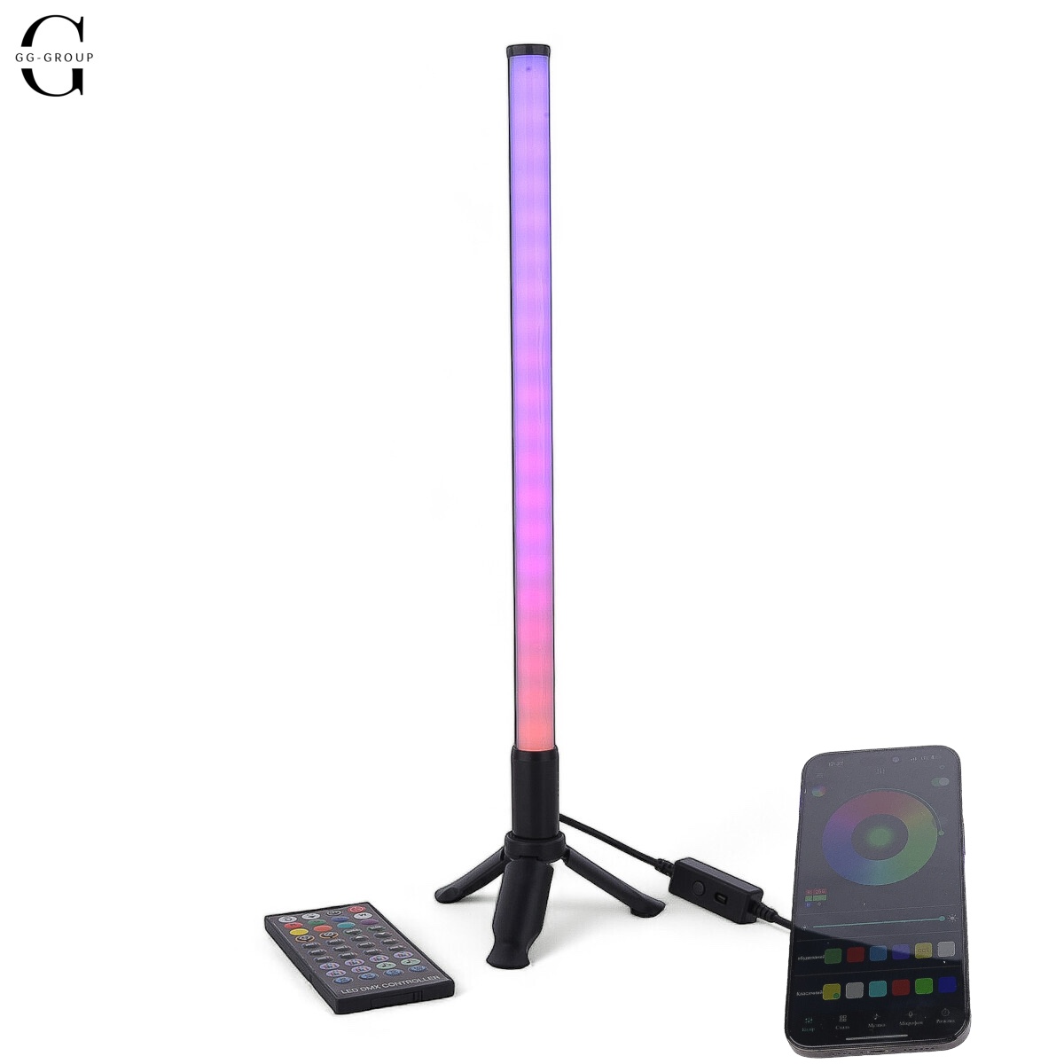 Умная лампа напольная торшер RGB с пультом управления. металлический корпус